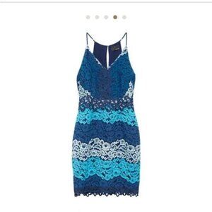 NWT Anthropologie Greylin Katrice V Neck Multi Blue Lace Dress Sz L